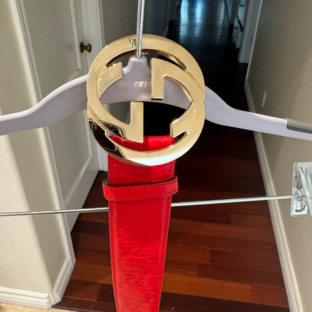 Red Gucci Belt - Size 36